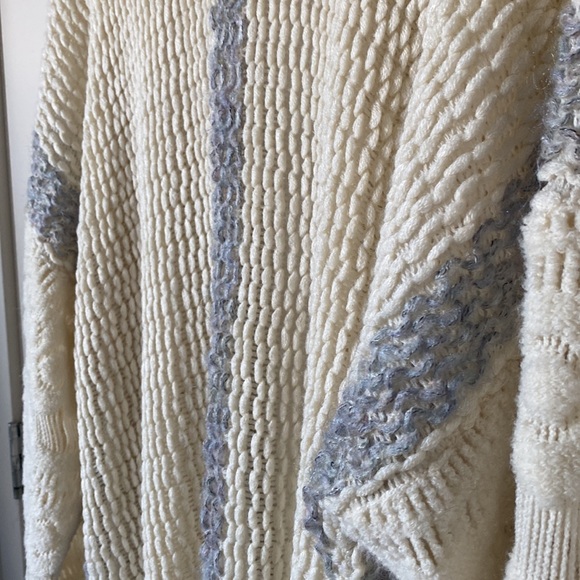 Anthropologie Rosanna Crochet Kimono Sweater Cream Grey Shawl Cardigan One Size - Picture 6 of 10